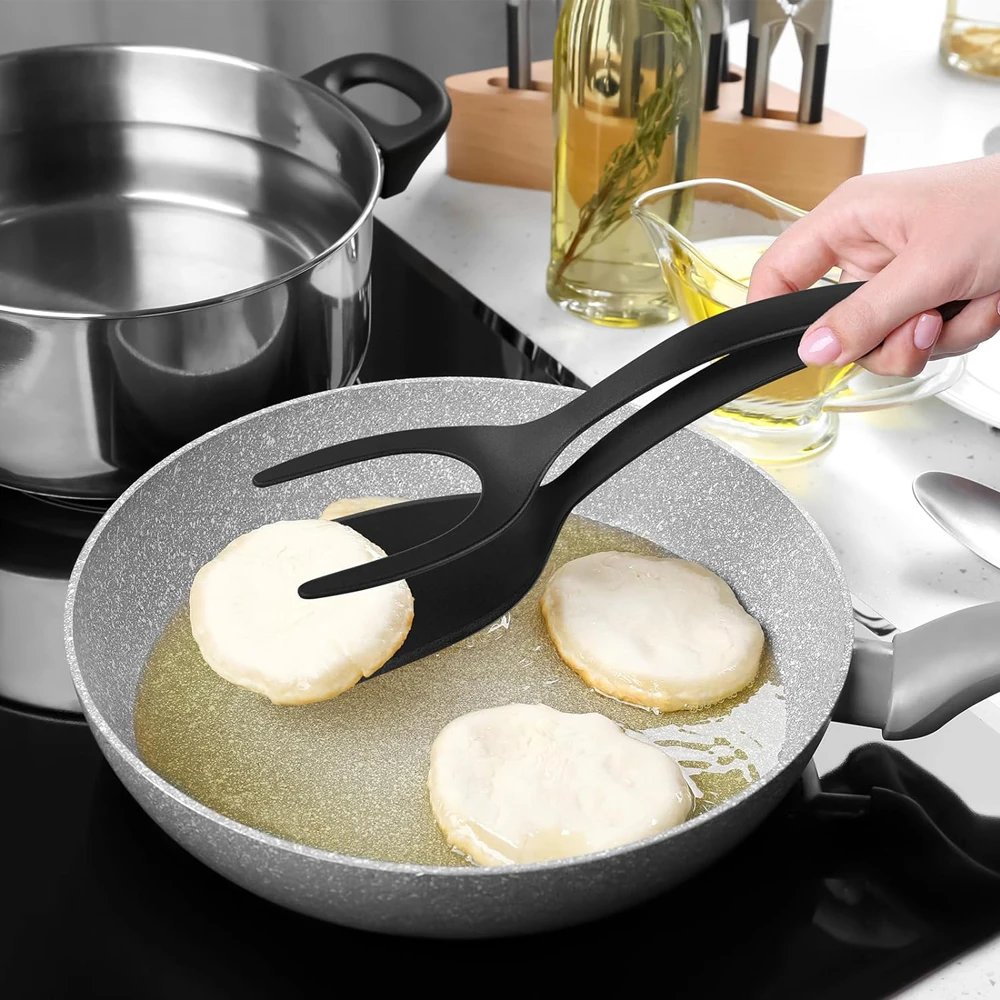 2 in 1 Grip Flip Spatula Clamp Egg Pancake Fish French Toast Omelette Making Non Stick Home Kitchen Cooking Turner Tool 2 in 1 Grip Flip Spatula Clamp Egg Pancake Fish French Toast Omelette Making Non Stick Home Kitchen Cooking Turner Tool