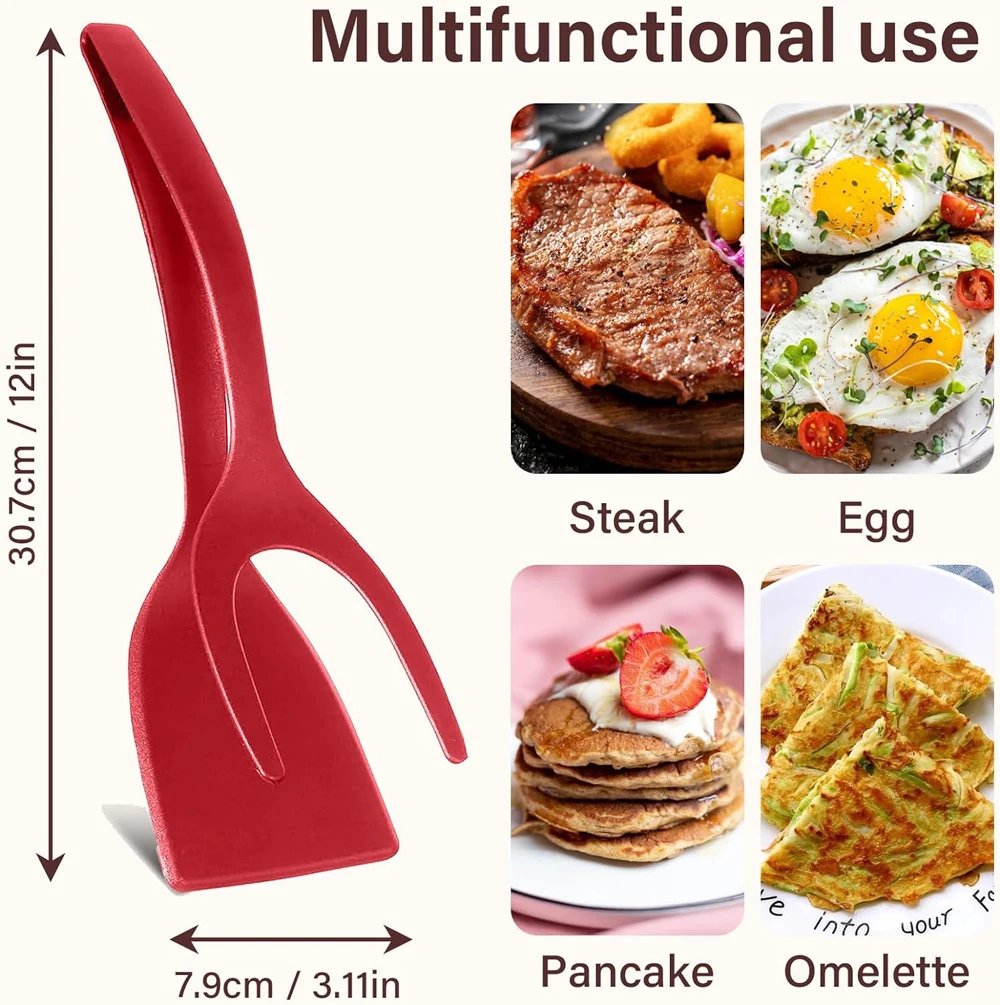 2 in 1 Grip Flip Spatula Clamp Egg Pancake Fish French Toast Omelette Making Non Stick Home Kitchen Cooking Turner Tool 2 in 1 Grip Flip Spatula Clamp Egg Pancake Fish French Toast Omelette Making Non Stick Home Kitchen Cooking Turner Tool