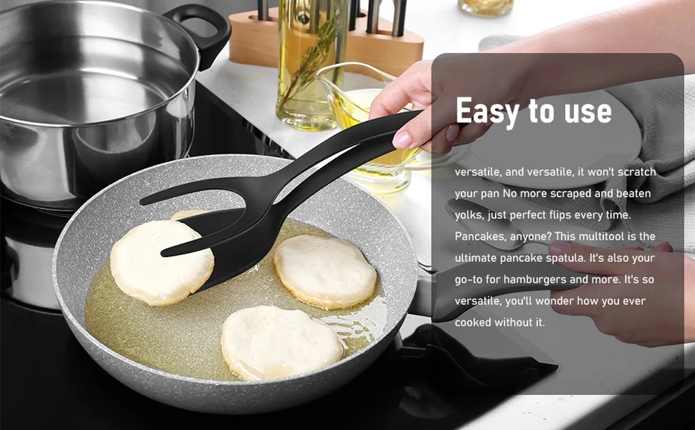 2 in 1 Grip Flip Spatula Clamp Egg Pancake Fish French Toast Omelette Making Non Stick Home Kitchen Cooking Turner Tool 2 in 1 Grip Flip Spatula Clamp Egg Pancake Fish French Toast Omelette Making Non Stick Home Kitchen Cooking Turner Tool