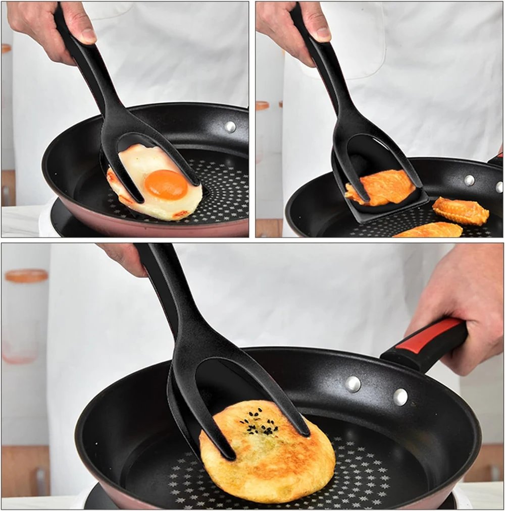 2 in 1 Grip Flip Spatula Clamp Egg Pancake Fish French Toast Omelette Making Non Stick Home Kitchen Cooking Turner Tool 2 in 1 Grip Flip Spatula Clamp Egg Pancake Fish French Toast Omelette Making Non Stick Home Kitchen Cooking Turner Tool