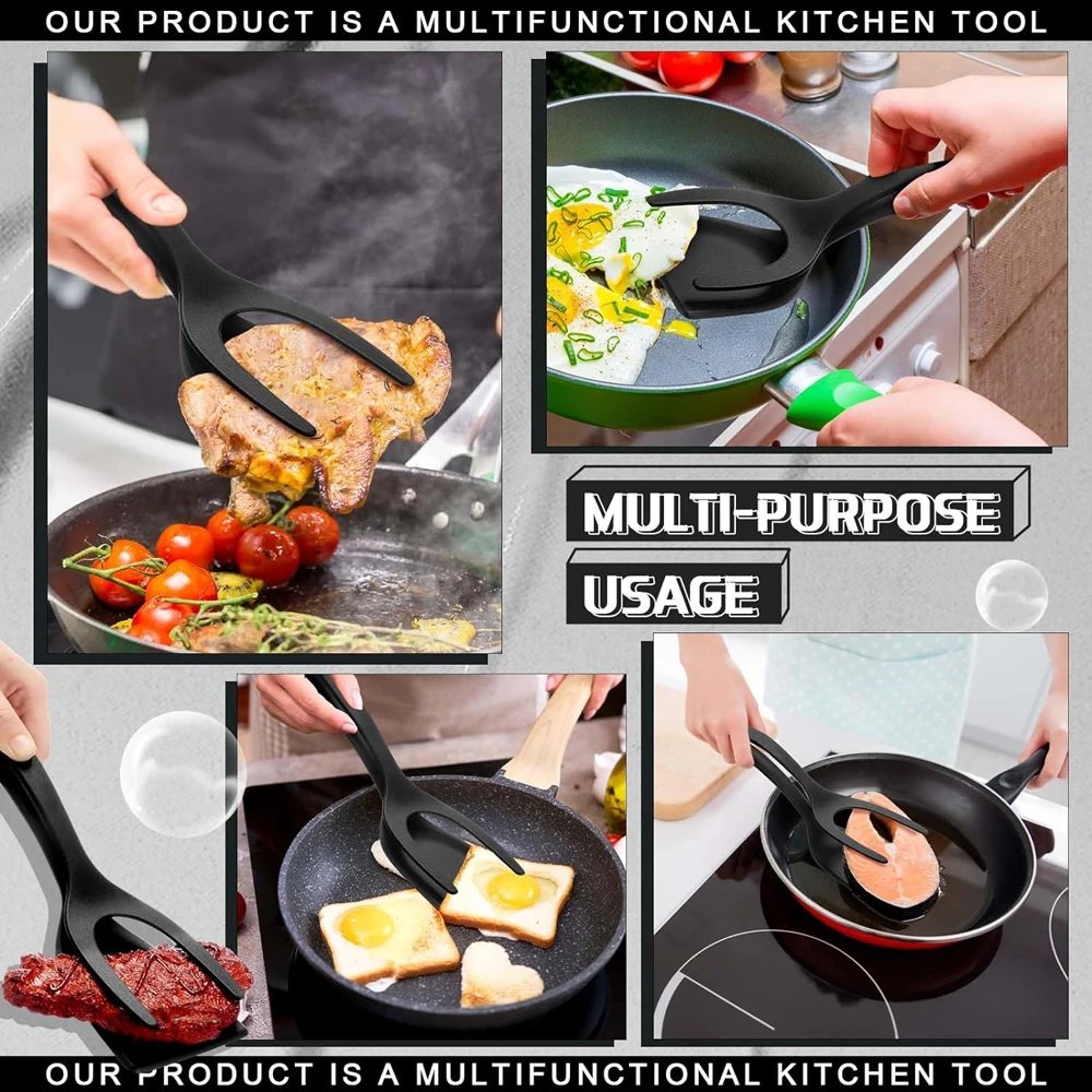 2 in 1 Grip Flip Spatula Clamp Egg Pancake Fish French Toast Omelette Making Non Stick Home Kitchen Cooking Turner Tool 2 in 1 Grip Flip Spatula Clamp Egg Pancake Fish French Toast Omelette Making Non Stick Home Kitchen Cooking Turner Tool