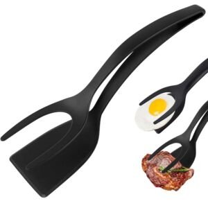 2-in-1 Grip Flip Spatel mit Klammer für Eier, Pfannkuchen, Fisch, French Toast und Omelettes – Antihaft-Kochwerkzeug für die heimische Küche