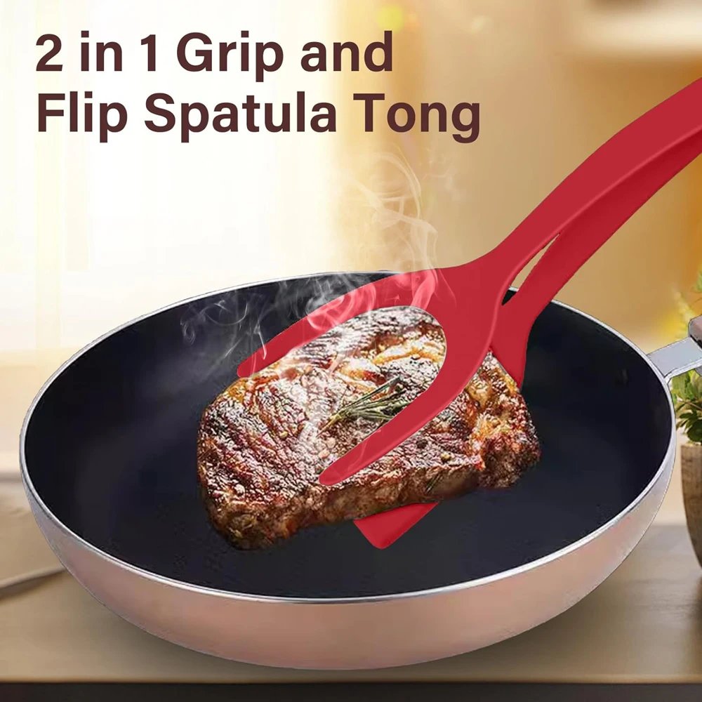 2 in 1 Grip Flip Spatula Clamp Egg Pancake Fish French Toast Omelette Making Non Stick Home Kitchen Cooking Turner Tool 2 in 1 Grip Flip Spatula Clamp Egg Pancake Fish French Toast Omelette Making Non Stick Home Kitchen Cooking Turner Tool