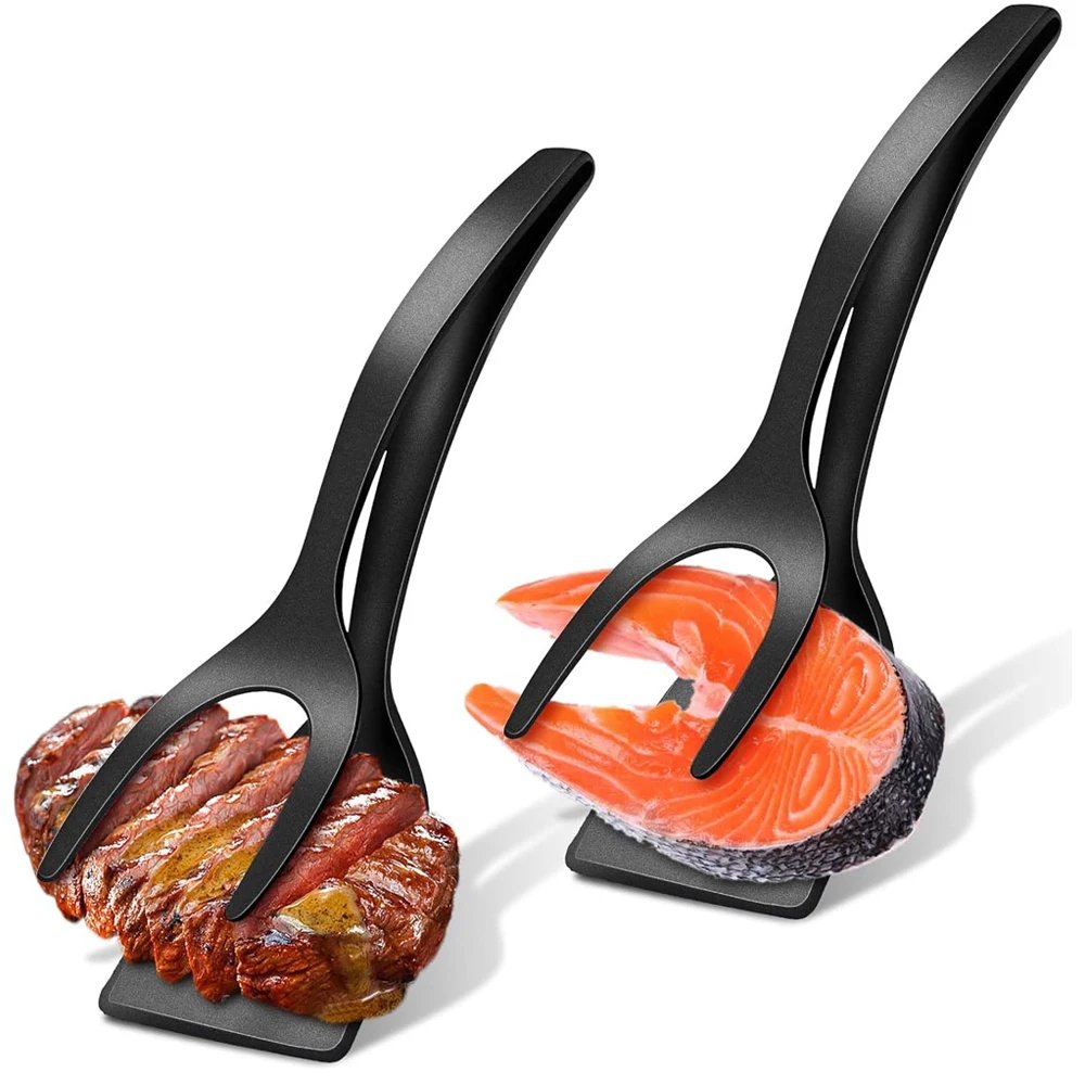 2 in 1 Grip Flip Spatula Clamp Egg Pancake Fish French Toast Omelette Making Non Stick Home Kitchen Cooking Turner Tool 2 in 1 Grip Flip Spatula Clamp Egg Pancake Fish French Toast Omelette Making Non Stick Home Kitchen Cooking Turner Tool