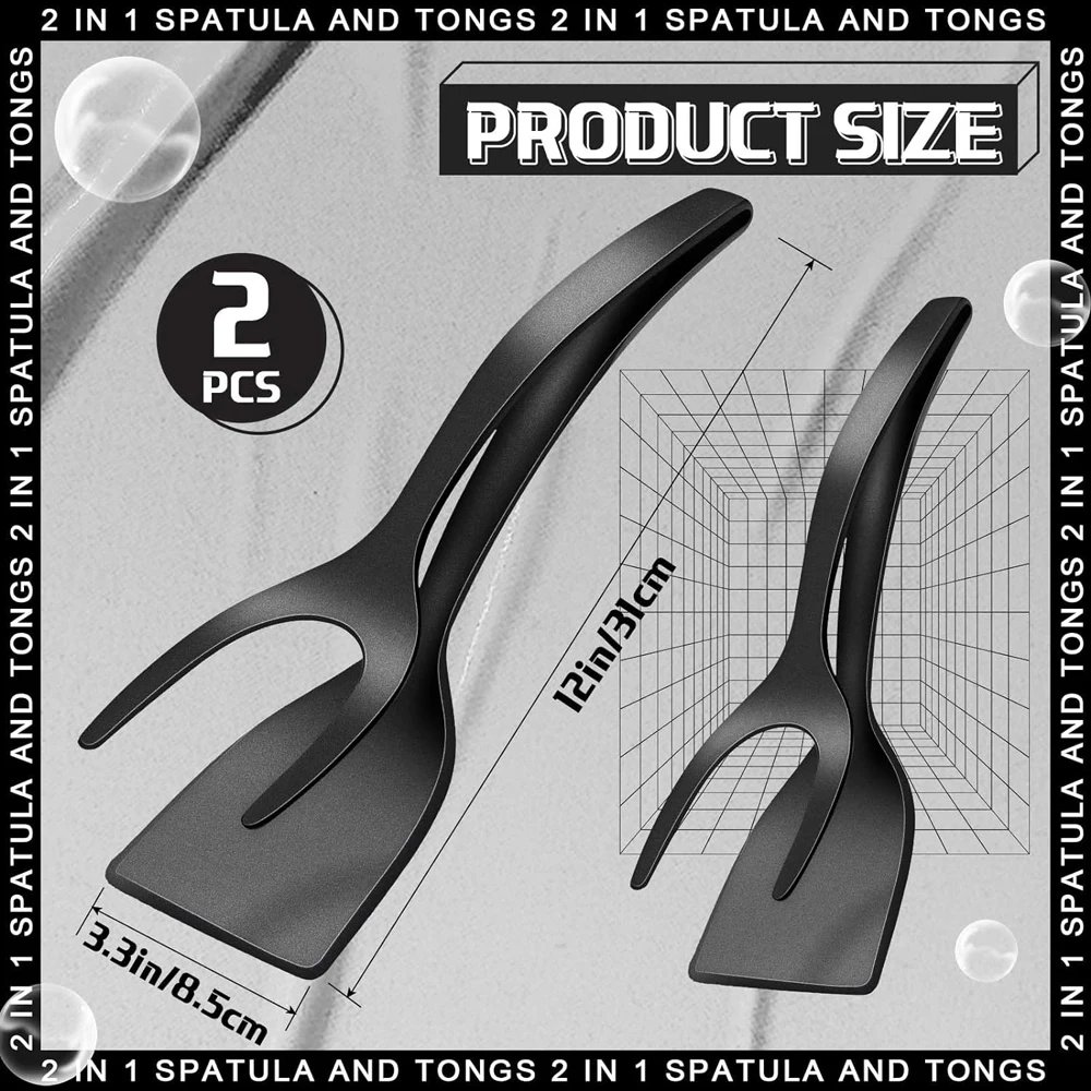 2 in 1 Grip Flip Spatula Clamp Egg Pancake Fish French Toast Omelette Making Non Stick Home Kitchen Cooking Turner Tool 2 in 1 Grip Flip Spatula Clamp Egg Pancake Fish French Toast Omelette Making Non Stick Home Kitchen Cooking Turner Tool