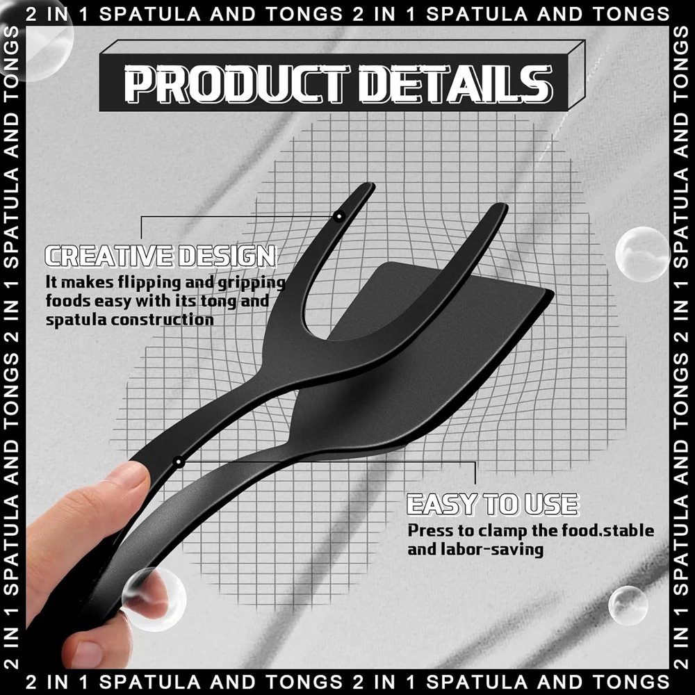 2 in 1 Grip Flip Spatula Clamp Egg Pancake Fish French Toast Omelette Making Non Stick Home Kitchen Cooking Turner Tool 2 in 1 Grip Flip Spatula Clamp Egg Pancake Fish French Toast Omelette Making Non Stick Home Kitchen Cooking Turner Tool