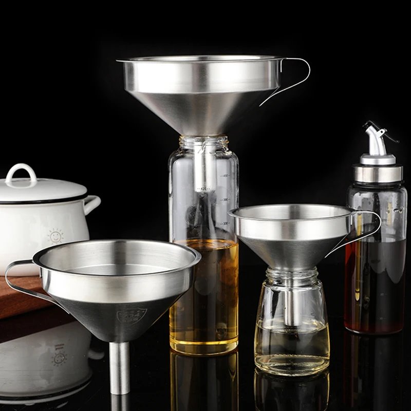 Stainless Steel Funnel Kitchen Oil Liquid Funnel Metal Funnel with Detachable Filter Wide Mouth Funnel for Canning Kitchen Tools