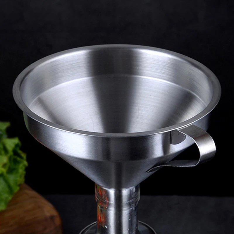 Stainless Steel Funnel Kitchen Oil Liquid Funnel Metal Funnel with Detachable Filter Wide Mouth Funnel for Canning Kitchen Tools