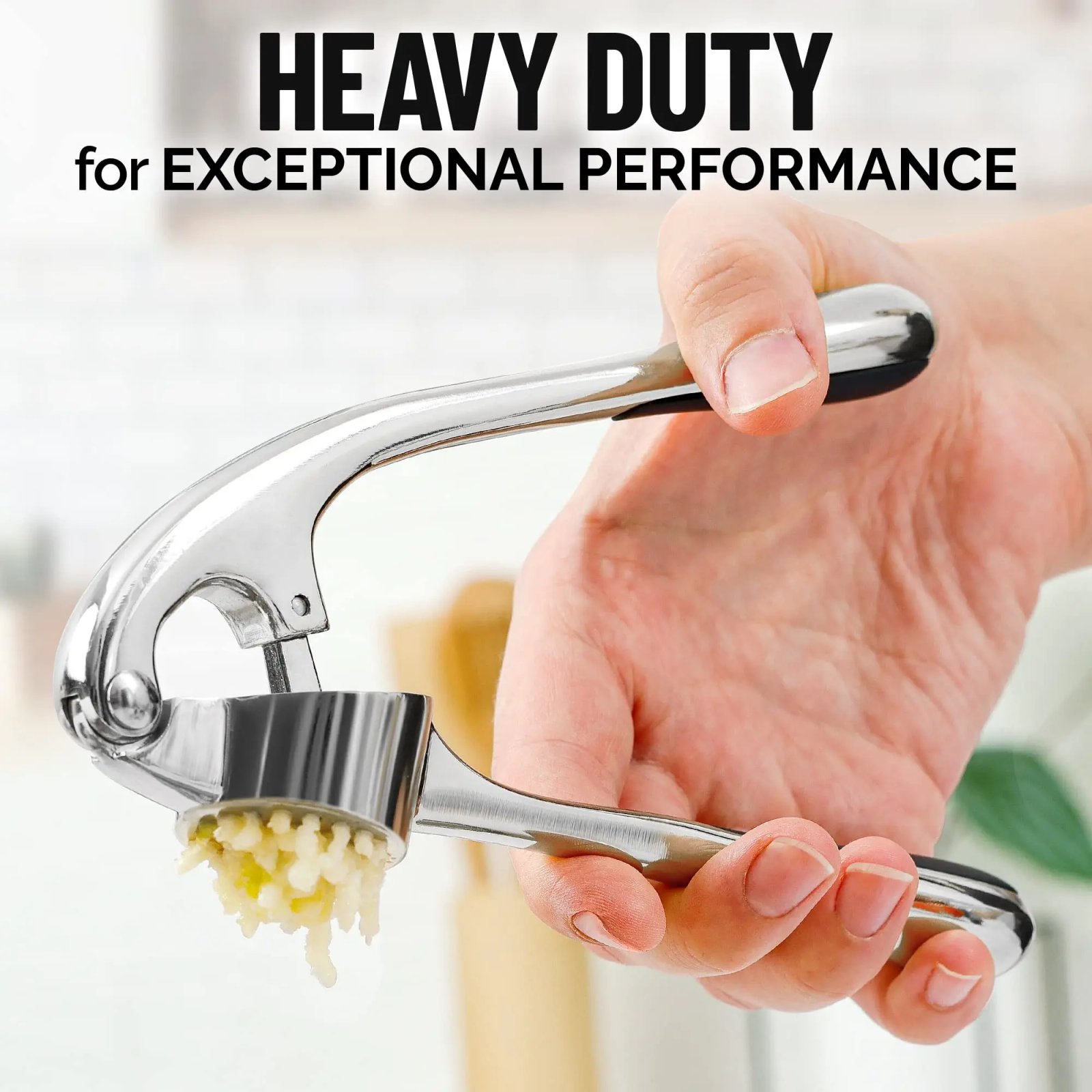 Kitchen Premium Garlic Press Rocker Crusher, Dishwasher Safe Professional Garlic Mincer Grinder Tool - Easy-Squeeze, Easy-Clean