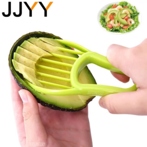 JJYY 3-in-1 Avocado-Schneider, Kernentferner, Butterfrucht-Schäler, Cutter und Fruchtfleischtrenner, Kunststoffmesser, Küchen-Gemüsewerkzeug.