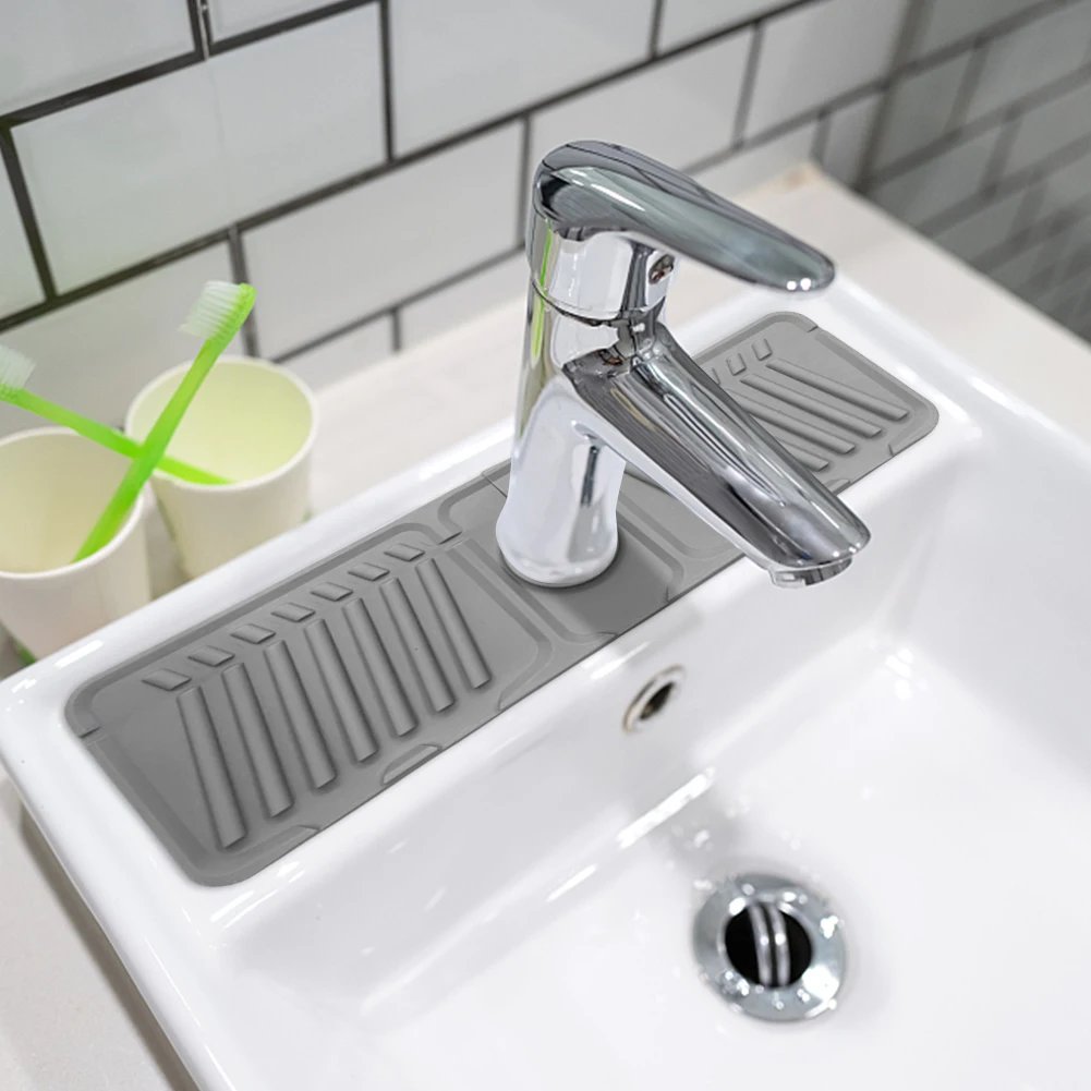 Silicone Faucet Splash Pad Multipurpose Toilet Soap Storage Faucet Mat for Rapid Drainage Kitchen Foldable Drainage Mat