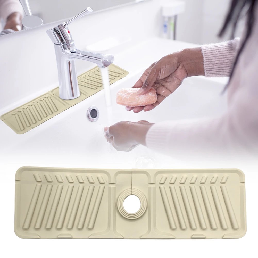 Silicone Faucet Splash Pad Multipurpose Toilet Soap Storage Faucet Mat for Rapid Drainage Kitchen Foldable Drainage Mat