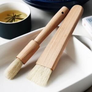2 Stück Küchenölpinsel, Basting Brush mit Holzgriff, BBQ-Grill-Pinsel, Backpinsel, Kochwerkzeuge, Butter-Honig-Saucenpinsel, Backwaren.