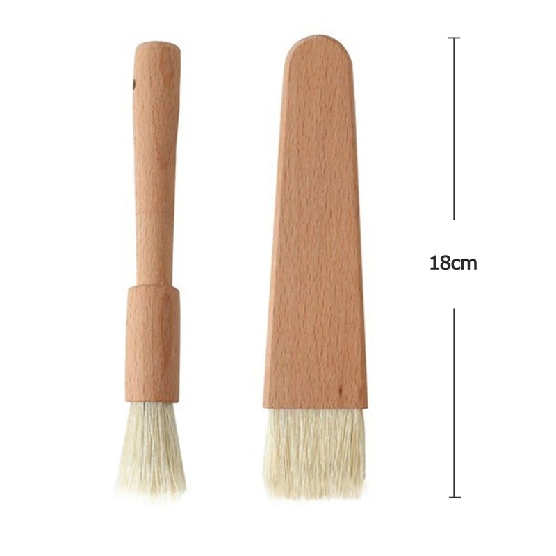 2Pcs Kitchen Oil Brushes Basting Brush Wood Handle BBQ Grill Pastry Brush Baking Cooking Tools Butter Honey Sauce Brush Bakeware