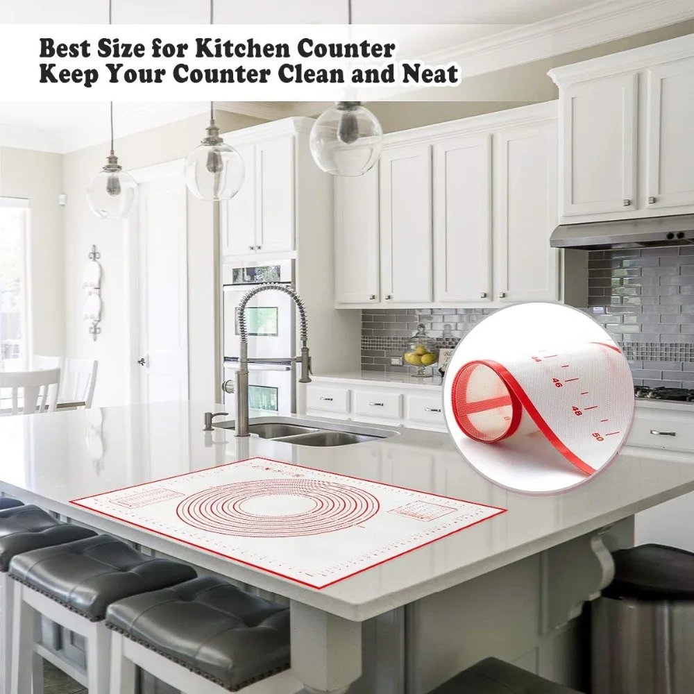 Oversize 80/70/60cm Silicone Baking Mat Pastry Rolling Kneading Pad Kitchen Crepes Pizza Dough Non-stick Pan Pastry mat
