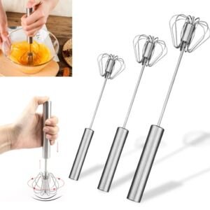 Halbautomatischer Mixer, Schneebesen, Eierbesen aus Edelstahl, manueller Handmixer, selbstdrehendes Sahneutensil, Küchenmixer, Eierwerkzeuge.