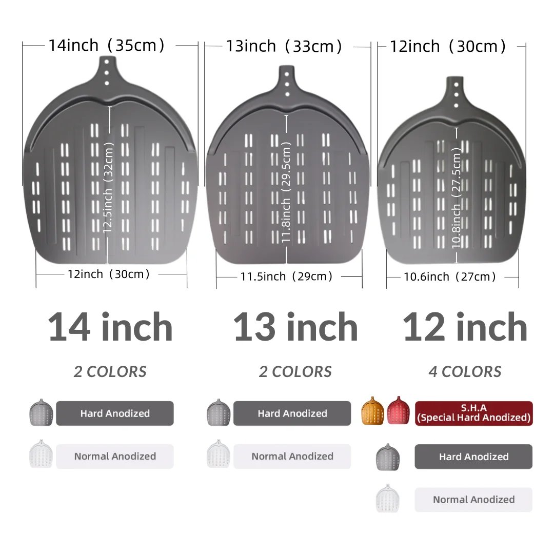 12 13 14 &7 Inch Pizza Peel Long Handle Turning Paddle Aluminum Pizza Turner Baking Tool Perforated Kitchen Accessories