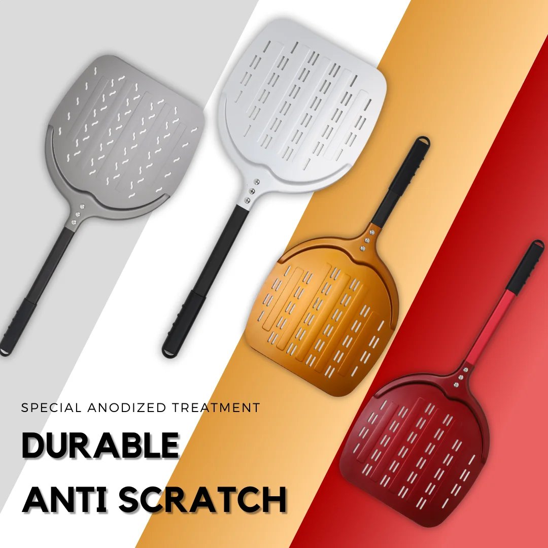 12 13 14 &7 Inch Pizza Peel Long Handle Turning Paddle Aluminum Pizza Turner Baking Tool Perforated Kitchen Accessories