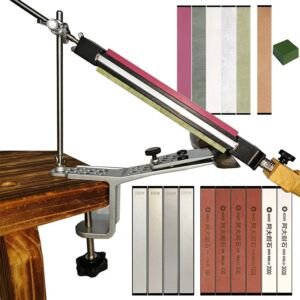 Manueller Schärfer mit festem Winkel, drehbarem und einstellbarem Winkel, Diamantschärfer für schnelles Schneiden, Klemmenhalter für den Tisch, Küchenwerkzeuge.