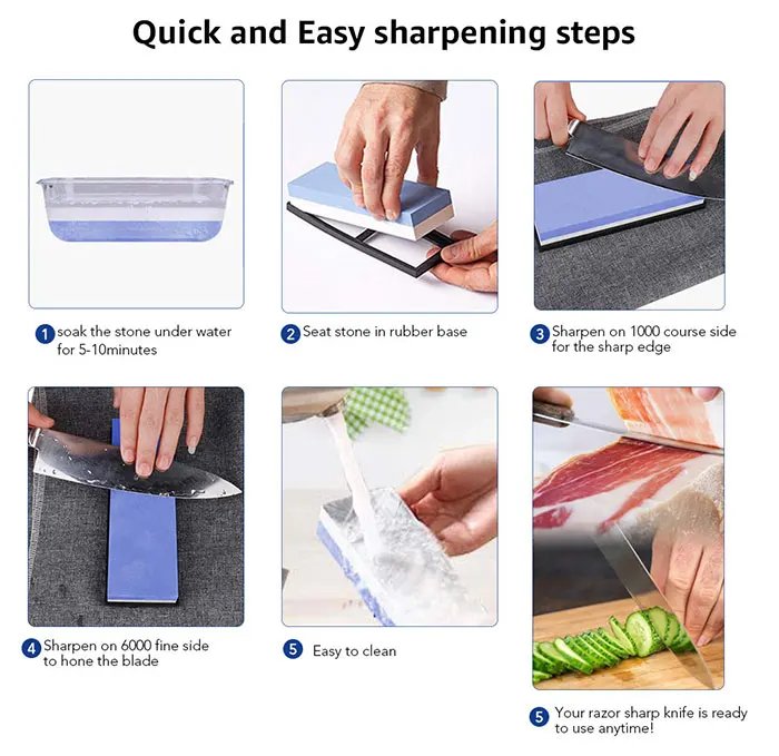 Sharpening Stone Knife Sharpener Professional Whetstone Dual Side Set Grinding Shapner Water Wetstone Kitchen Accessories Tools