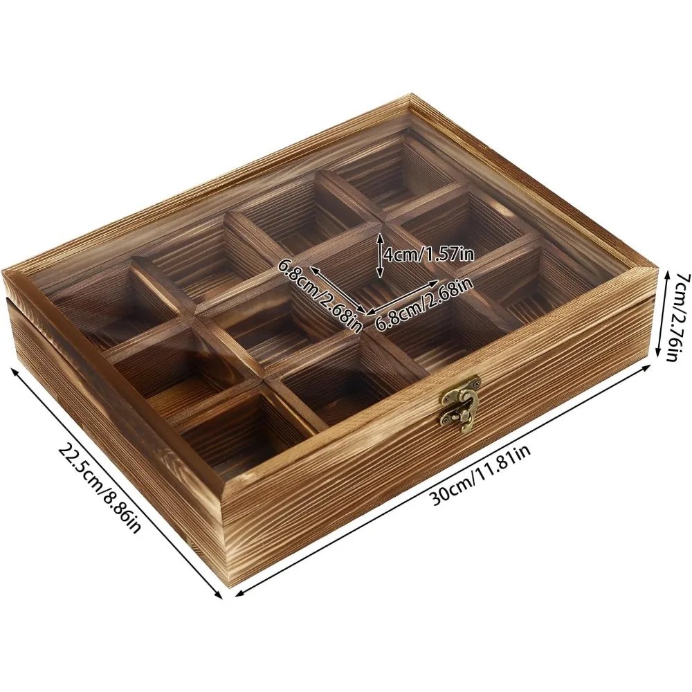 Wooden Spice Box with Lid &12 Containers Spice Fit Box with Wooden Spoon Spice Boxes for Kitchen Multipurpose Decorative Boxes