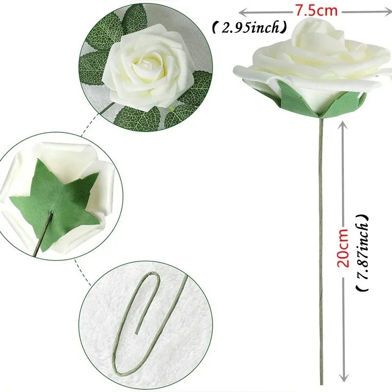 Rose Artificial Flowers 15/25/100pcs Foam Fake Roses Wedding Bouquets Centerpieces Mothers Day Valentines Gifts Party Decoration Rose Artificial Flowers 15/25/100pcs Foam Fake Roses Wedding Bouquets Centerpieces Mothers Day Valentines Gifts Party Decoration