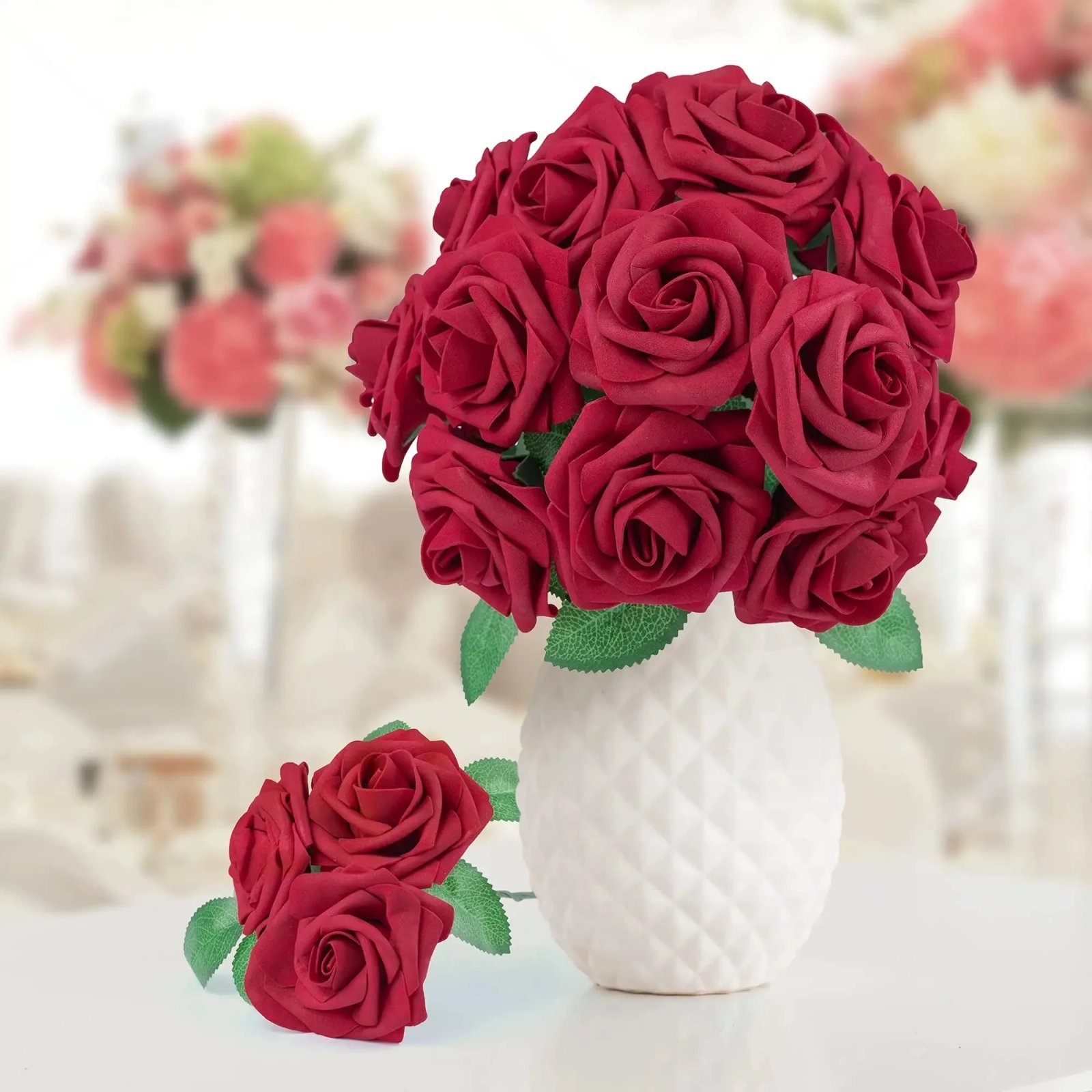 Rose Artificial Flowers 15/25/100pcs Foam Fake Roses Wedding Bouquets Centerpieces Mothers Day Valentines Gifts Party Decoration Rose Artificial Flowers 15/25/100pcs Foam Fake Roses Wedding Bouquets Centerpieces Mothers Day Valentines Gifts Party Decoration
