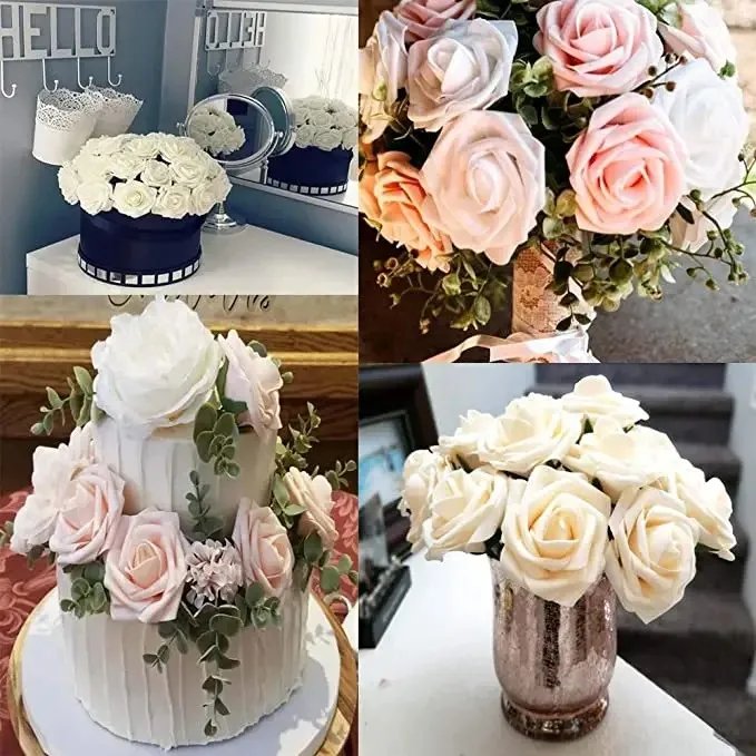 Rose Artificial Flowers 15/25/100pcs Foam Fake Roses Wedding Bouquets Centerpieces Mothers Day Valentines Gifts Party Decoration Rose Artificial Flowers 15/25/100pcs Foam Fake Roses Wedding Bouquets Centerpieces Mothers Day Valentines Gifts Party Decoration