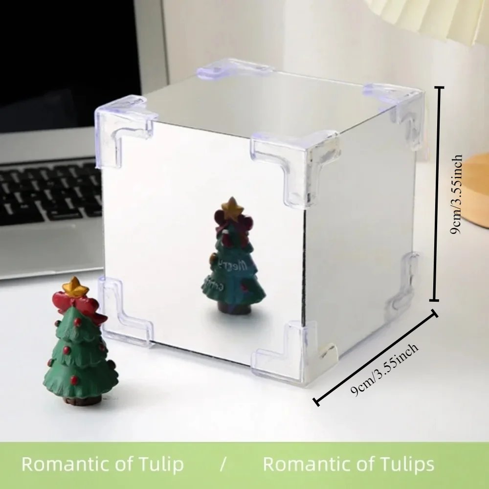 DIY Tulip Mirror Cube Lamp Simulation Flower Bedroom Sleeping Table Lamp Handmade Craft Tulips Mirror Night Light Birthday Gift