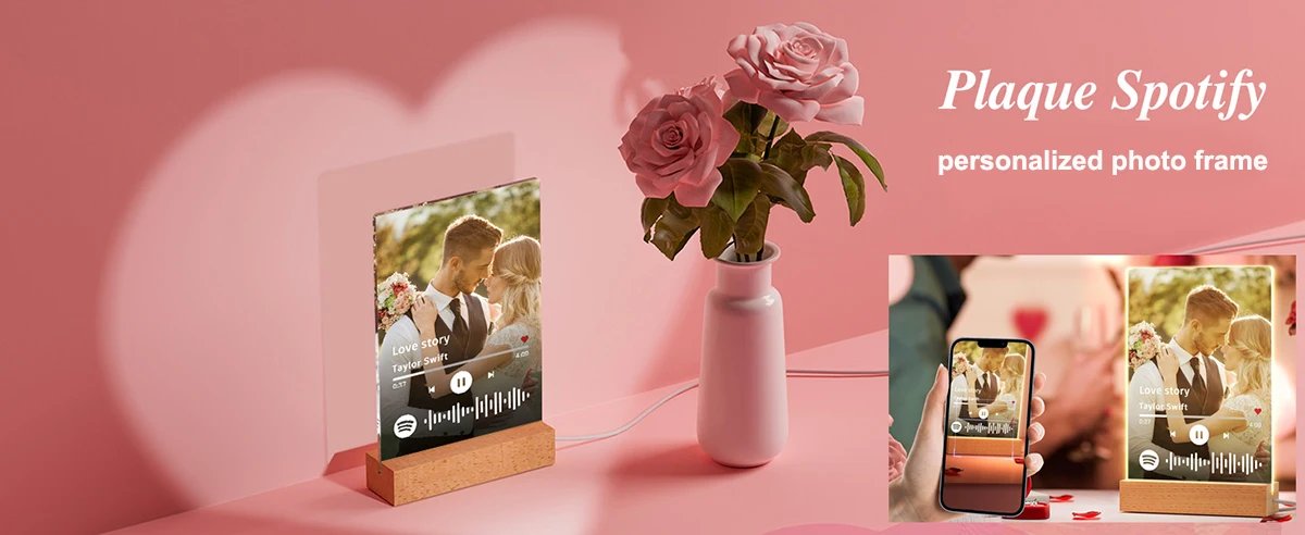 Customized Spotify Plaque Gifts For Valentine's Day Personalized Acrylic Music Frame Plaque Custom Romantic Birthday Girlfriend