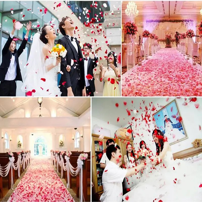 Artificial Wedding Rose Petals Romantic Silk Petals Flower Petals Valentine Day Wedding Marriage Party Rose Leaves Decoration