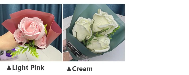 3 Heads Artificial Rose Bouquet Hand Holding Pink Flowers Valentine's Day Gift Wedding Bride Decoration Artificial Flowers