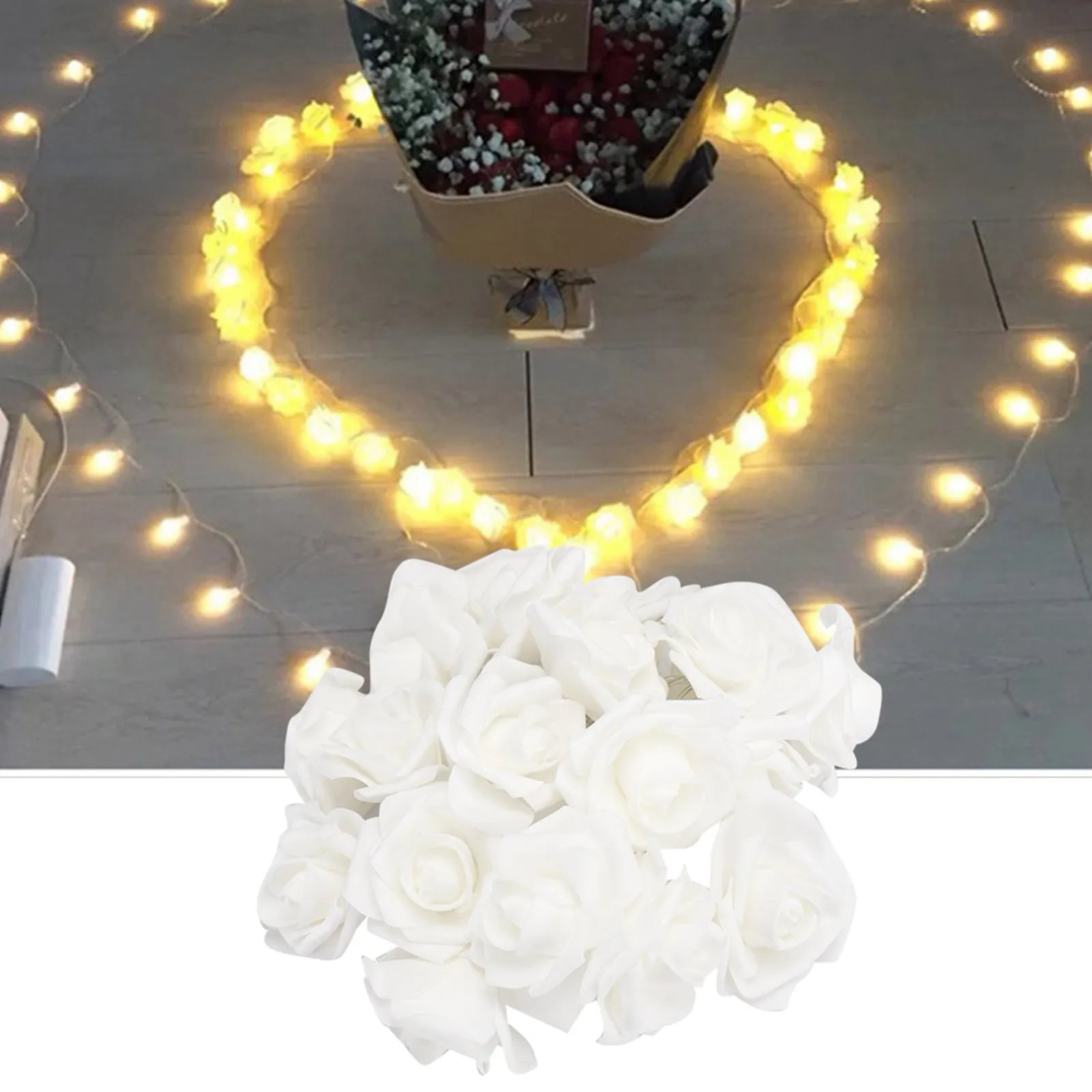 3m 20LED Rose LED String Lights Bright Warm Rose Flower String Lights for Valentine's Day Wedding Garden Christmas Decoration