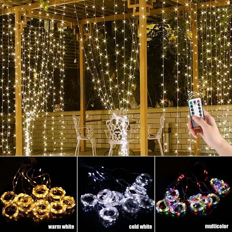 3M LED Curtain Garland Light String Remote Control USB Fairy Lamp Rustic Wedding Christmas Ramadan Decoration 2025 Eid Mubarak 3M LED Curtain Garland Light String Remote Control USB Fairy Lamp Rustic Wedding Christmas Ramadan Decoration 2025 Eid Mubarak