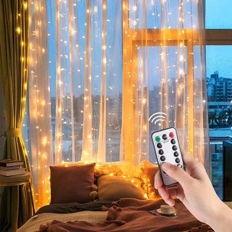3M LED Curtain Garland Light String Remote Control USB Fairy Lamp Rustic Wedding Christmas Ramadan Decoration 2025 Eid Mubarak 3M LED Curtain Garland Light String Remote Control USB Fairy Lamp Rustic Wedding Christmas Ramadan Decoration 2025 Eid Mubarak