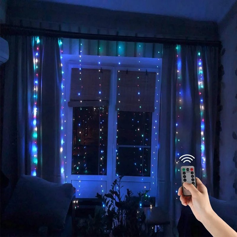 3M LED Curtain Garland Light String Remote Control USB Fairy Lamp Rustic Wedding Christmas Ramadan Decoration 2025 Eid Mubarak 3M LED Curtain Garland Light String Remote Control USB Fairy Lamp Rustic Wedding Christmas Ramadan Decoration 2025 Eid Mubarak