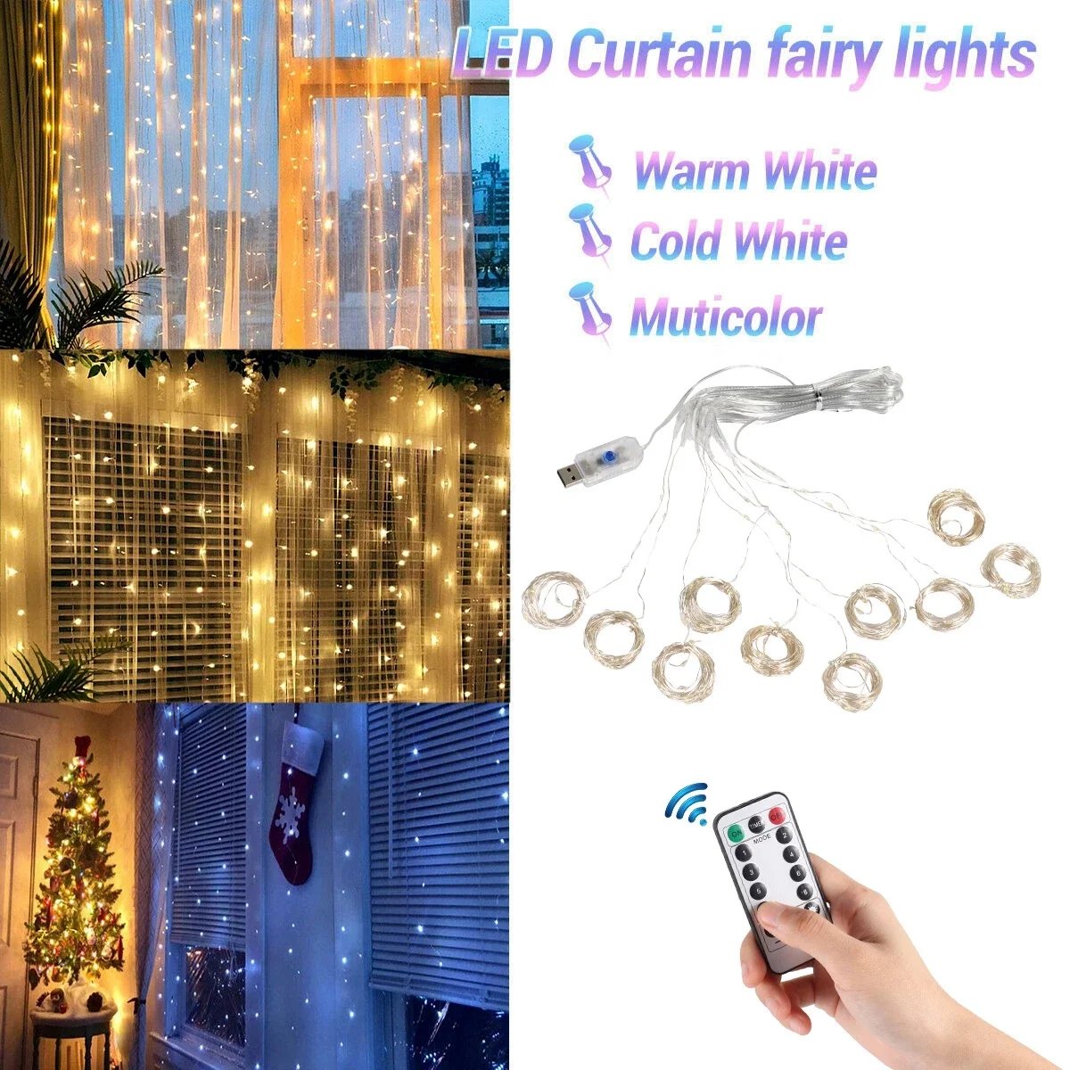 3M LED Curtain Garland Light String Remote Control USB Fairy Lamp Rustic Wedding Christmas Ramadan Decoration 2025 Eid Mubarak 3M LED Curtain Garland Light String Remote Control USB Fairy Lamp Rustic Wedding Christmas Ramadan Decoration 2025 Eid Mubarak