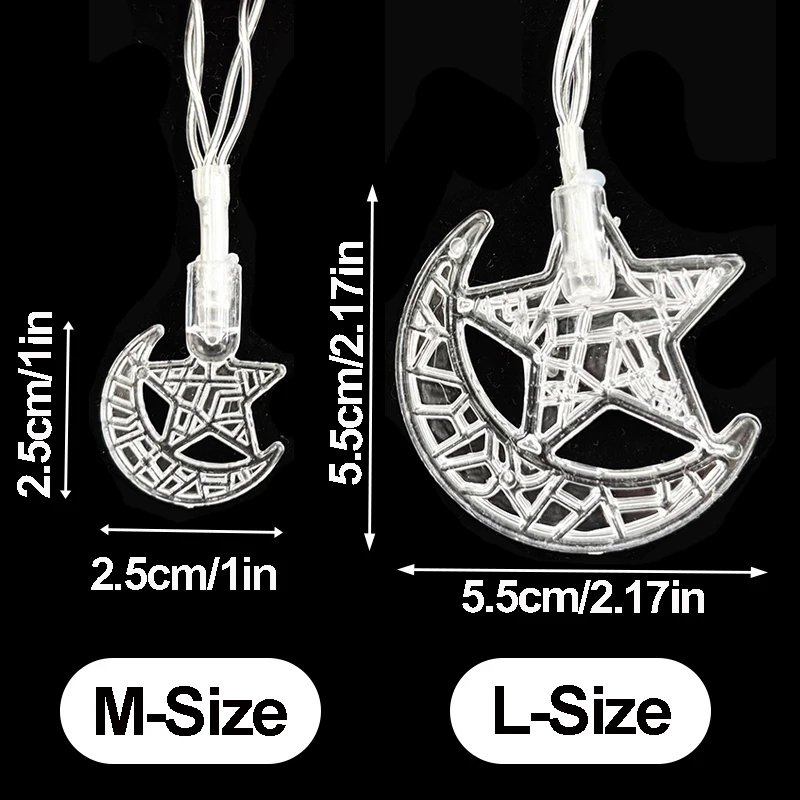 Eid Mubarak Led String Lights Mubarak Party Islam Pray Ramadan Decoration 2025 For Home Muslim Star Moon Hanging String Lamp