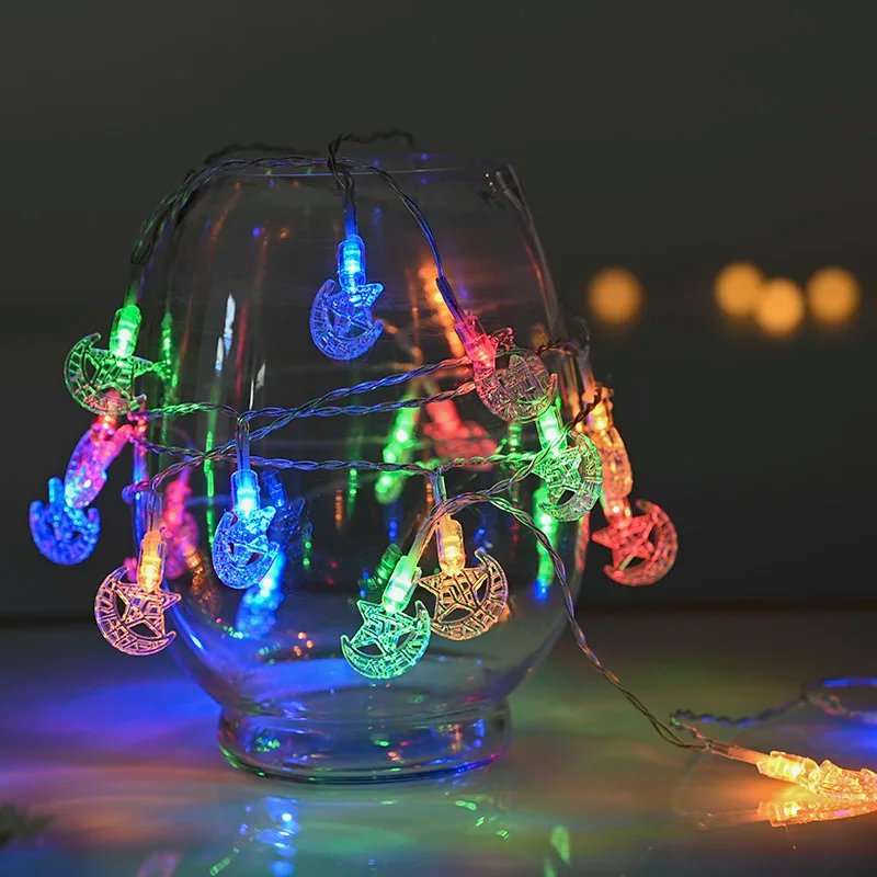 Eid Mubarak Led String Lights Mubarak Party Islam Pray Ramadan Decoration 2025 For Home Muslim Star Moon Hanging String Lamp