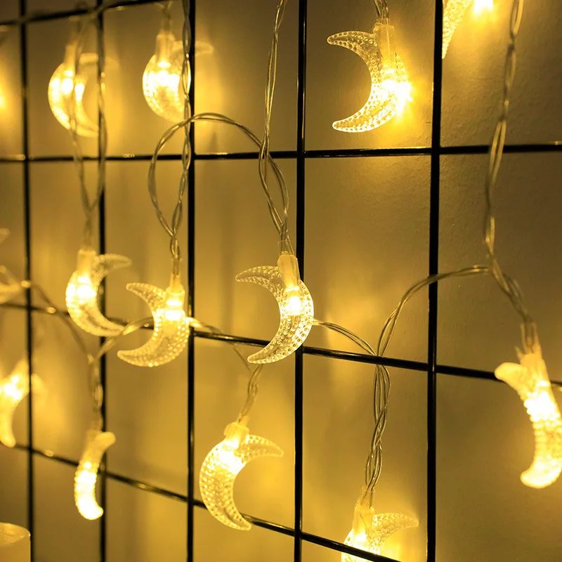 Eid Mubarak Led String Lights Mubarak Party Islam Pray Ramadan Decoration 2025 For Home Muslim Star Moon Hanging String Lamp