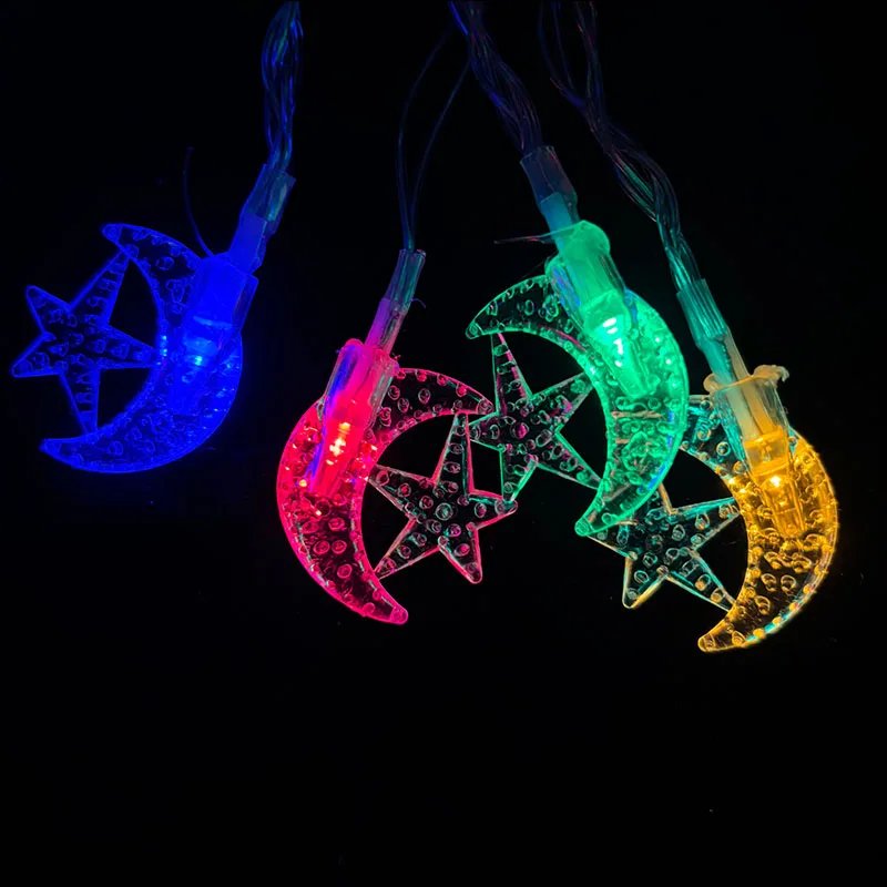 Eid Mubarak Led String Lights Mubarak Party Islam Pray Ramadan Decoration 2025 For Home Muslim Star Moon Hanging String Lamp