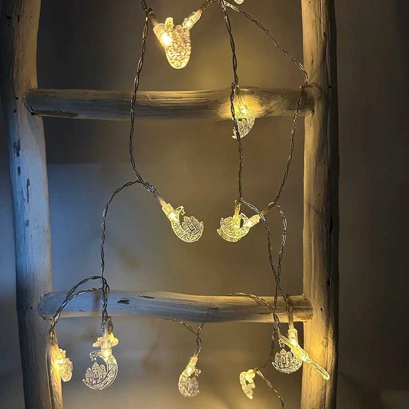 Eid Mubarak Led String Lights Mubarak Party Islam Pray Ramadan Decoration 2025 For Home Muslim Star Moon Hanging String Lamp