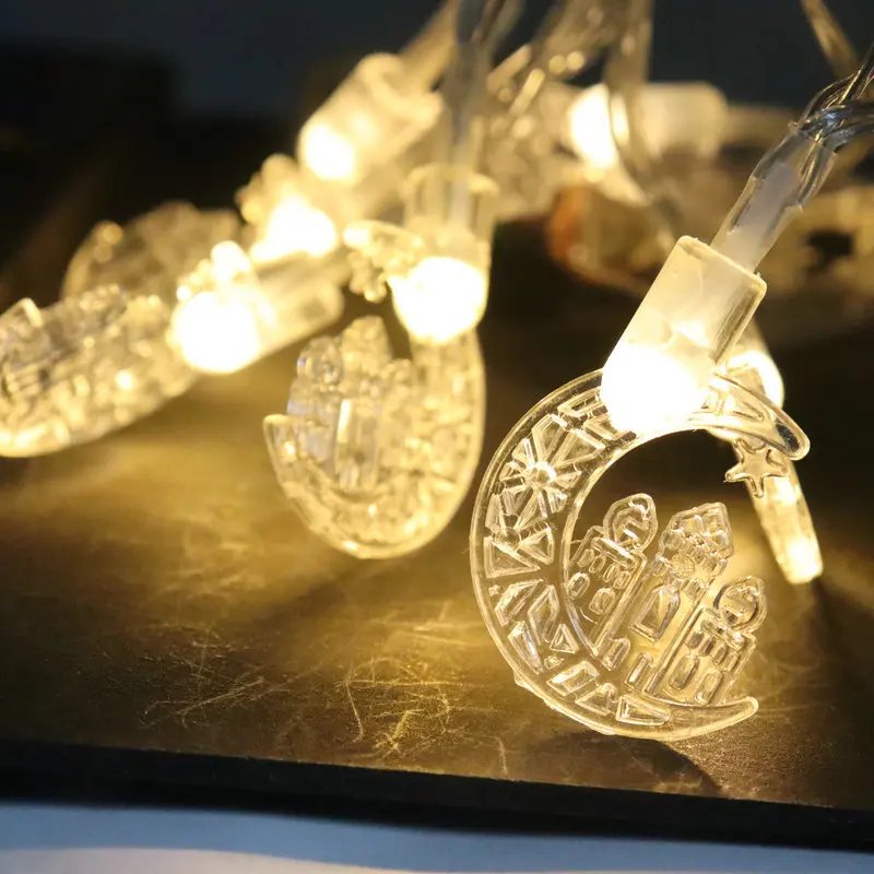 Eid Mubarak Led String Lights Mubarak Party Islam Pray Ramadan Decoration 2025 For Home Muslim Star Moon Hanging String Lamp