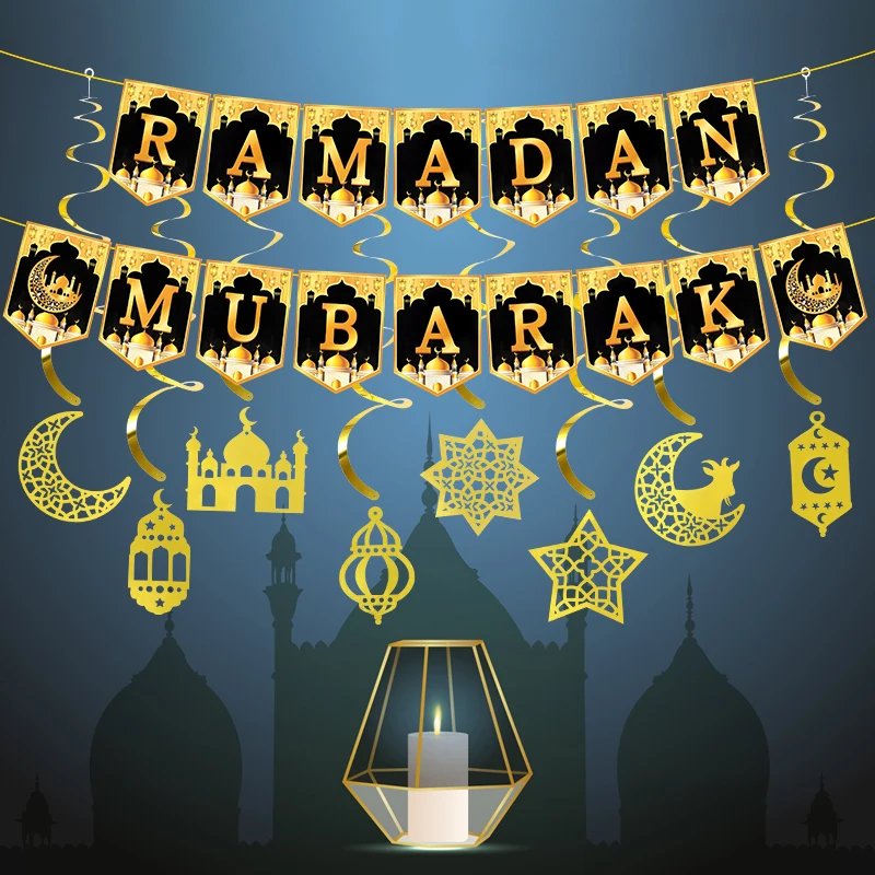 2025 Eid Mubarak Decor Banner Ramadan Mubarak Banner Kareem Ramadan Decoration for Home Islamic Muslim Party Eid Al Adha